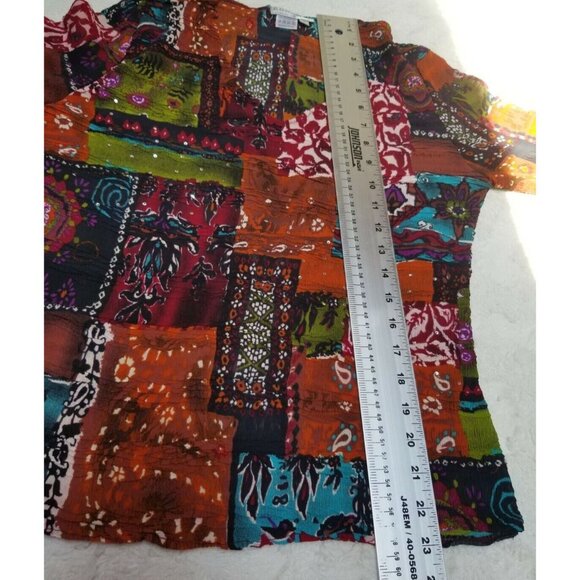 Alberto Makali Women V-Neck Patchwork Top Medium Multicolor Long Sleeve Pullover - Picture 5 of 5